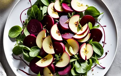 Salade fraîche de betteraves rouges et pommes croquantes - recette facile et rapide