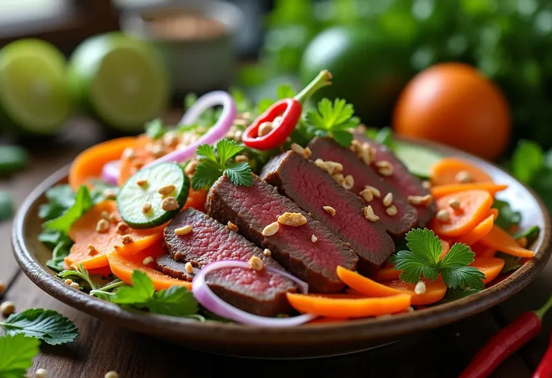 Salade fraîche de bœuf à la citronnelle parfumée