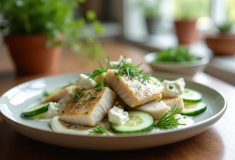 Salade fraîche de cabillaud au yaourt et herbes