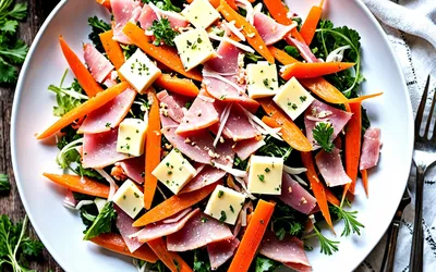 Salade fraîche de carottes râpées au jambon et fromage - recette facile et rapide