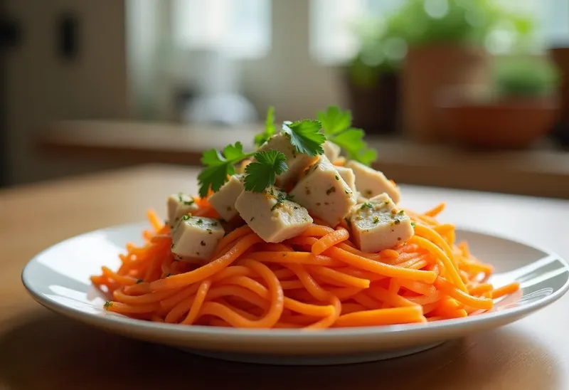 Salade fraîche de carottes râpées au thon savoureux