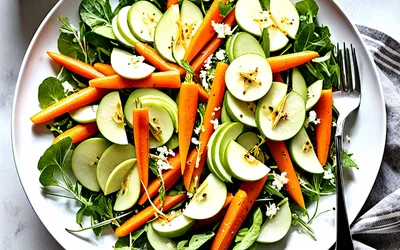 Salade fraîche de carottes râpées aux pommes et sauce citron - recette facile et rapide