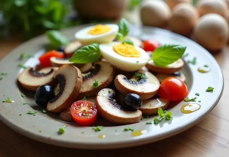 Salade fraîche de champignons à la niçoise