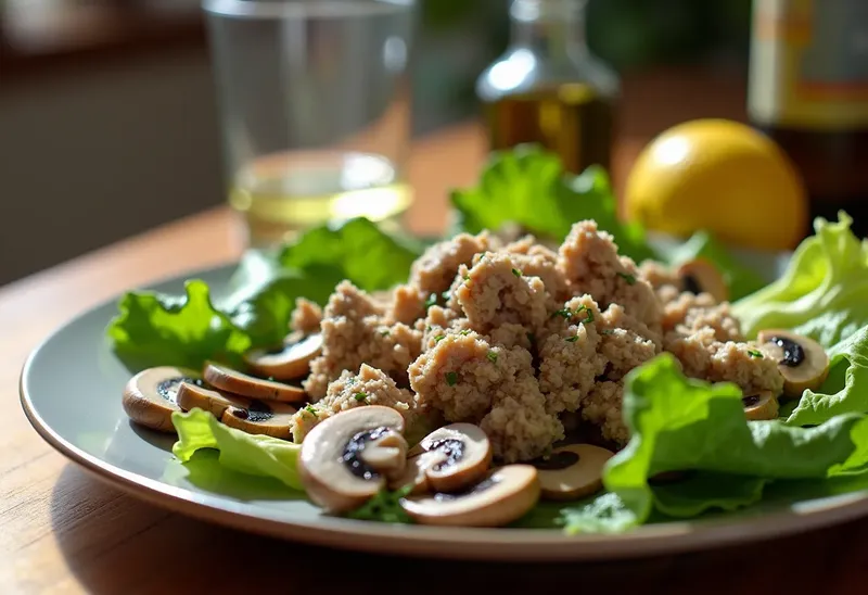Salade fraîche de champignons au thon facile et rapide