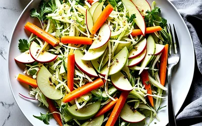 Salade fraîche de chou blanc et pommes croquantes - recette saine et rapide
