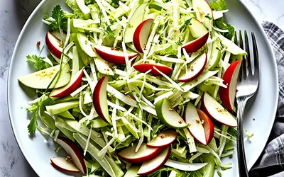 Salade fraîche de chou, pommes croquantes et céleri - recette facile et rapide