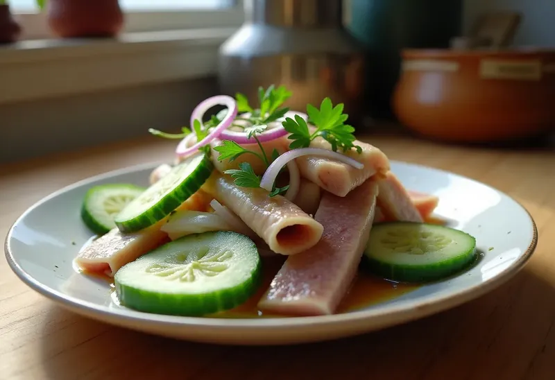 Salade fraîche de concombre au museau en vinaigrette maison