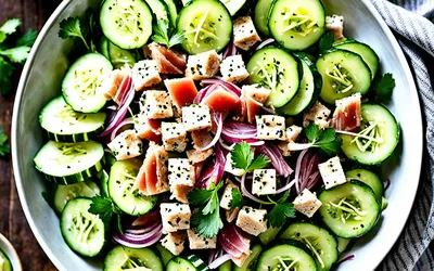 Salade fraîche de concombre au thon et vinaigrette maison - recette facile et rapide