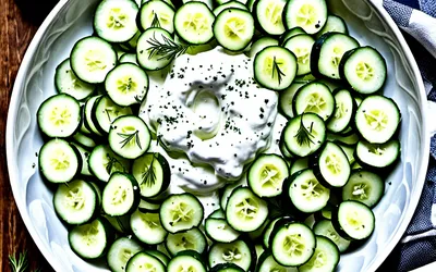Salade fraîche de concombre au yaourt grec et aneth - recette légère et rapide
