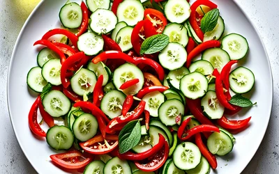 Salade fraîche de concombre et poivron croquant - recette facile et rapide