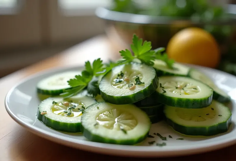 Salade fraîche de concombres à la coriandre
