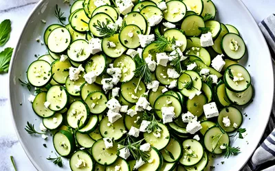 Salade fraîche de courgettes à la feta et herbes aromatiques - recette facile et rapide
