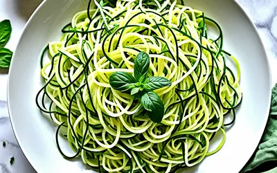 Salade fraîche de courgettes façon spaghetti aux herbes - recette légère et rapide