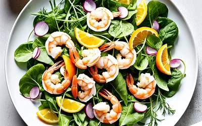 Salade fraîche de crevettes à la sauce à l'orange - recette facile et rapide