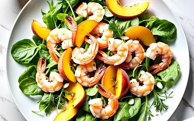 Salade légère de crevettes aux pêches : recette fraîche et rapide