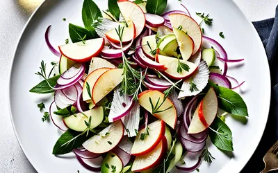 Salade fraîche de harengs aux deux pommes croquantes : recette facile et rapide