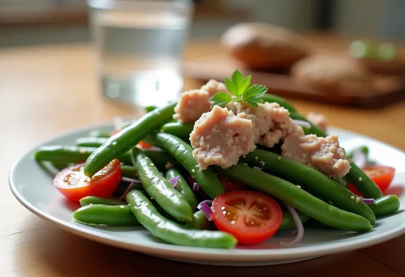 Salade fraîche de haricots verts et thon au citron