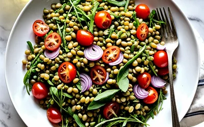 Salade de lentilles aux tomates et herbes fraîches, recette légère et saine