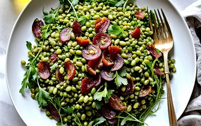 Salade fraîche de lentilles vertes aux lardons croustillants - Recette facile et rapide