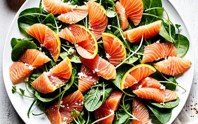 Recette facile de salade fraîche au pamplemousse et saumon fumé