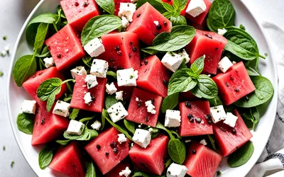 Salade fraîche pastèque feta menthe facile et rapide - recette estivale