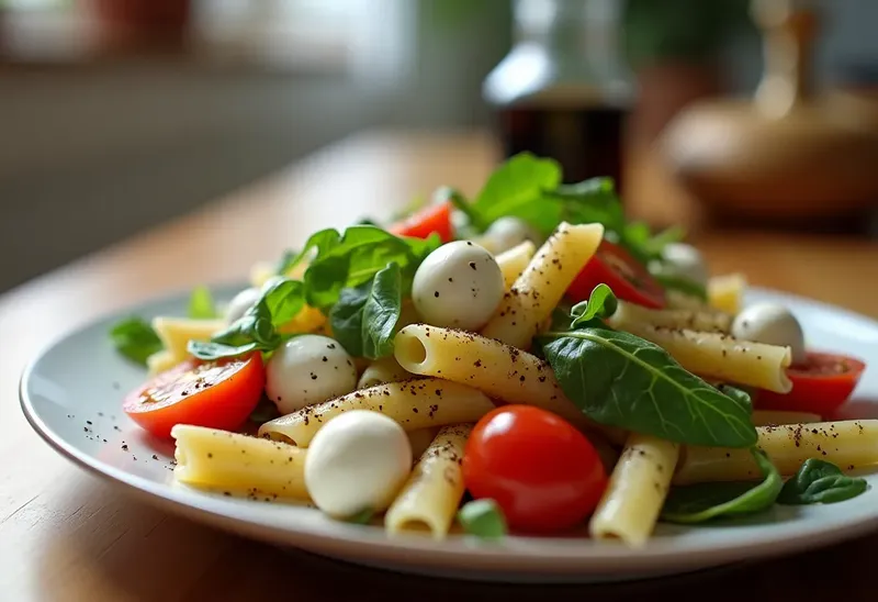 Salade fraîche de pâtes à la roquette et tomates cerises