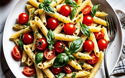 Salade de pâtes aux tomates cerises, basilic et parmesan : recette fraîche et rapide
