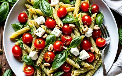 Salade de penne au pesto frais et savoureux - Recette facile et rapide