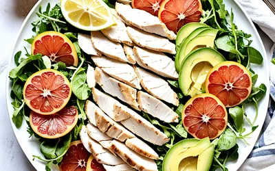 Salade fraîche de poulet, pamplemousse et avocat : recette saine et rapide
