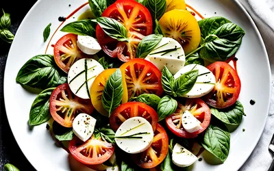 Salade de tomates anciennes et mozzarella au basilic frais - recette facile et rapide