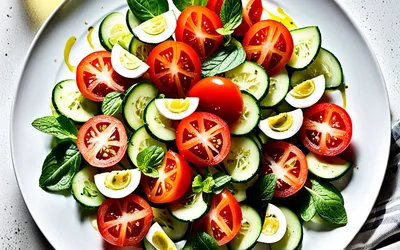 Recette facile de salade fraîche de tomates et concombres à la sauce menthe