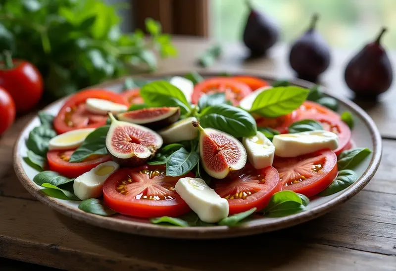 Salade fraîche de tomates, mozzarella et figues