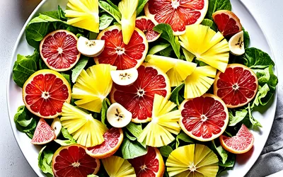 Salade fraîche au pamplemousse, ananas et champignons - recette légère et vitaminée