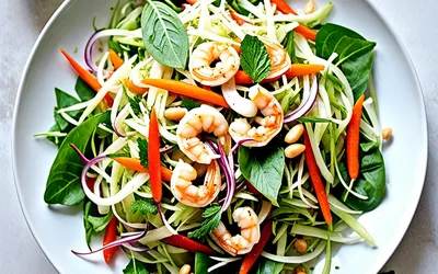 Salade papaye verte et crevettes : recette fraîcheur tropicale facile