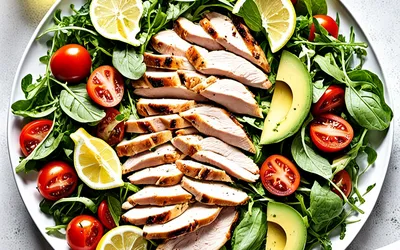 Salade fraîcheur au poulet, avocat et basilic - recette facile et rapide