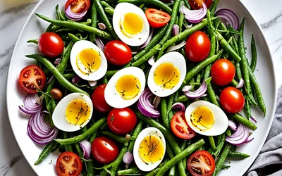 Salade fraîcheur aux haricots verts et légumes croquants - recette facile et rapide