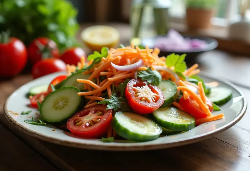 Salade fraîcheur aux légumes croquants et vinaigrette légère