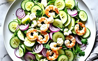 Salade fraîcheur concombre chou-fleur crevettes Roscoff recette facile