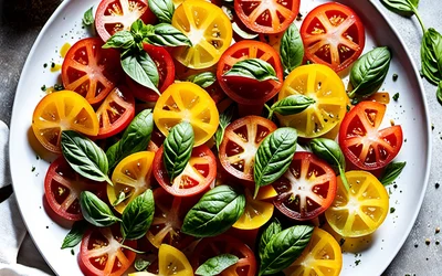 Salade fraîcheur de tomates bicolores aux herbes - recette facile et rapide