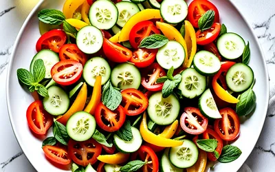 Salade fraîcheur estivale aux légumes croquants et vinaigrette légère