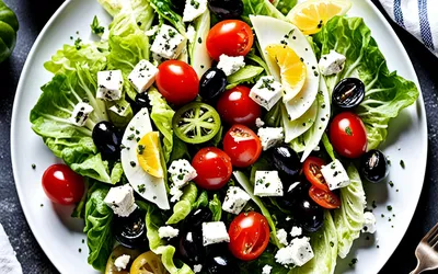 Salade fraîcheur iceberg à la feta et olives noires - recette facile et rapide