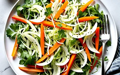 Salade orientale au fenouil et carottes râpées, fraîche et savoureuse