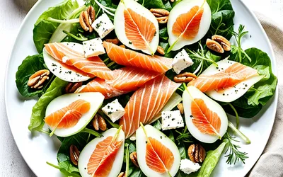 Salade fraîcheur poire et saumon fumé : recette gourmande et légère