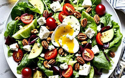 Salade gourmande aux deux fromages et noix - recette facile et rapide