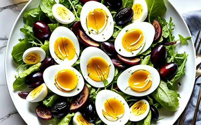 Salade gourmande aux œufs et pruneaux facile et rapide