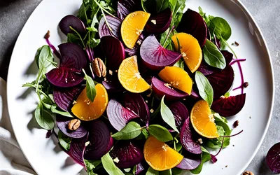 Salade gourmande betteraves rôties, oranges et noix croquantes - recette facile et saine