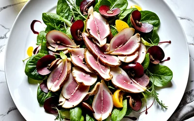 Salade gourmande de mâche aux champignons sautés et magret de canard - recette facile et rapide