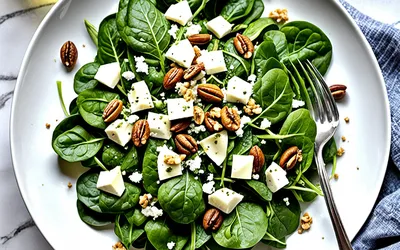 Salade gourmande de pousses d'épinard au gorgonzola fondant - recette facile et rapide