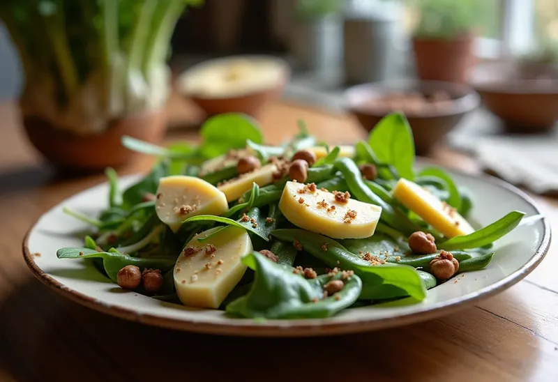 Salade gourmande de Trévise et endives au gouda et noisettes