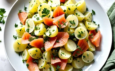 Salade marine de pommes de terre au saumon fumé, recette fraîche et facile